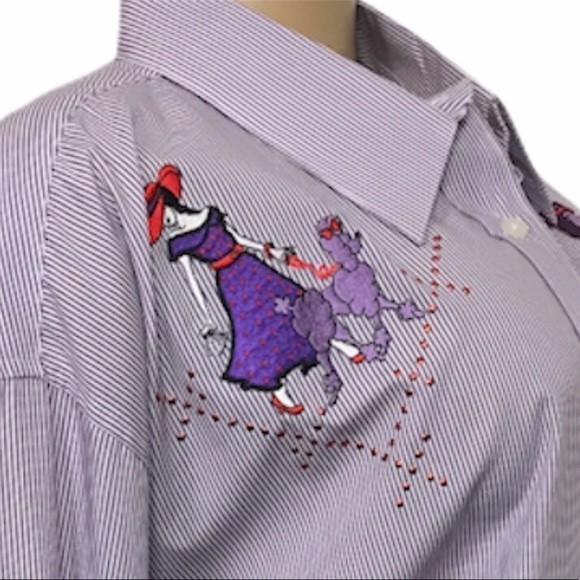 Vintage p.g.b Striped Cotton Button Down Shirt violet,red size 2X - Picture 4 of 16